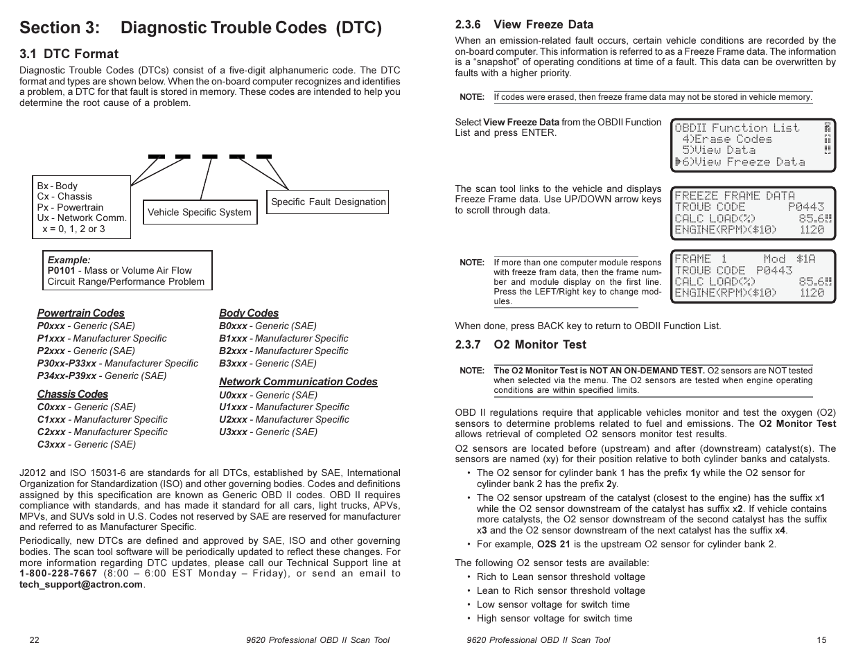 P 0 1 0 1 | Actron Global OBD II Scan Tool 9620 User Manual | Page 15 / 18