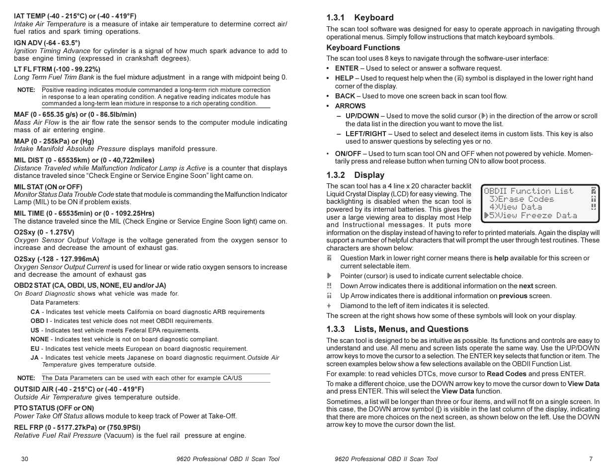 Actron Global OBD II Scan Tool 9620 User Manual | Page 7 / 18