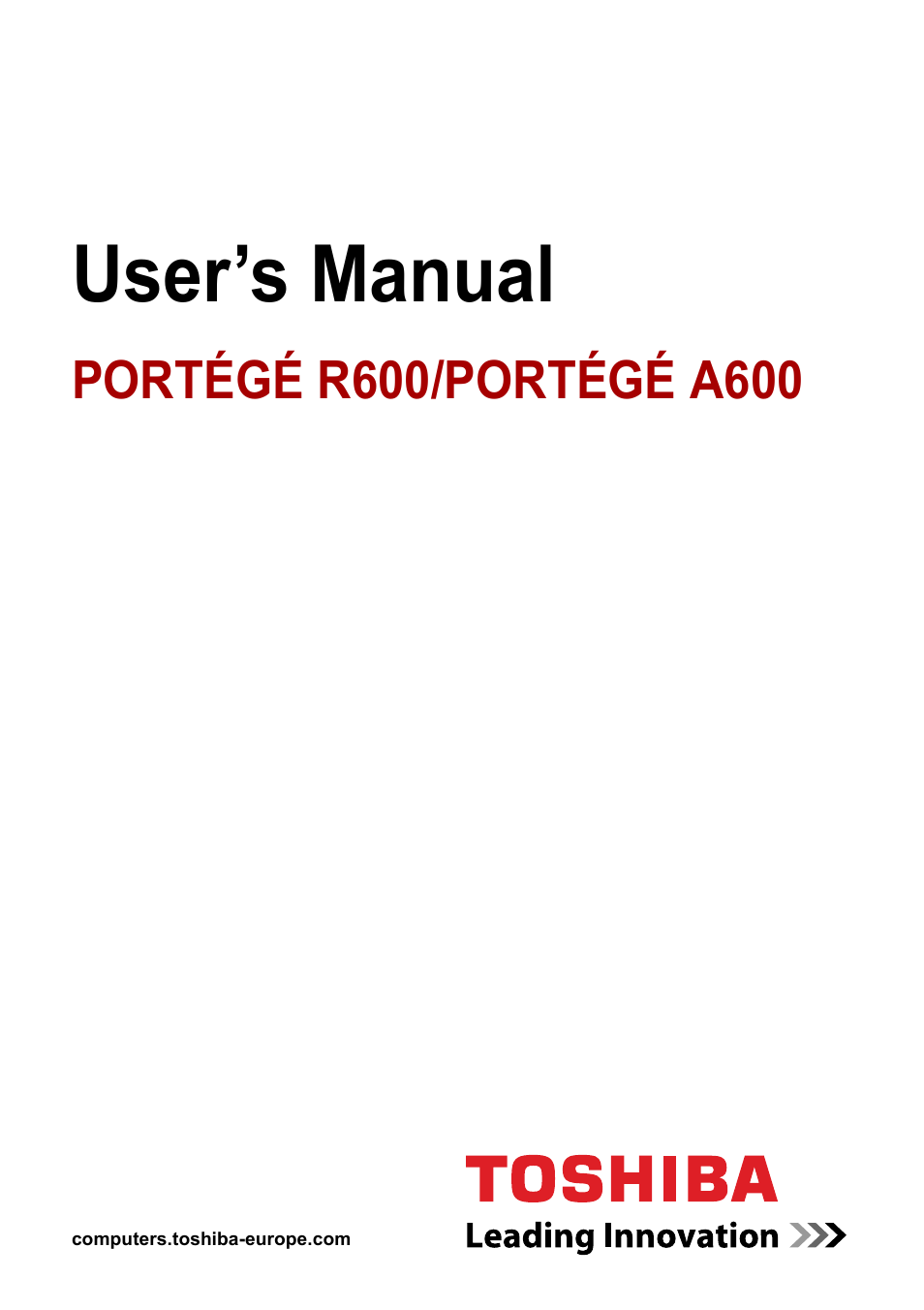 Toshiba Portege A600 User Manual | 218 pages