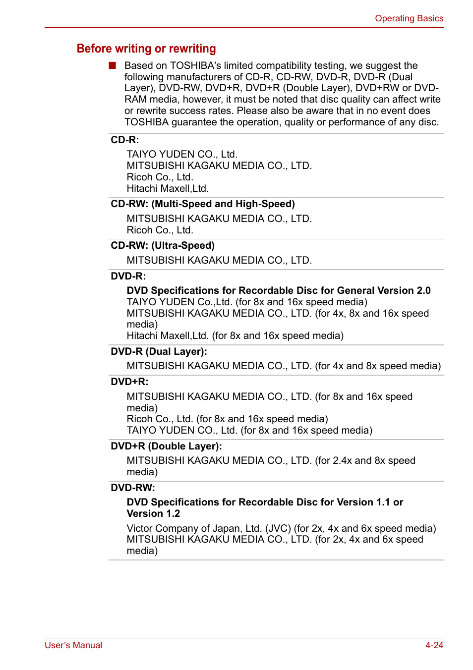 Before writing or rewriting | Toshiba Portege A600 User Manual | Page 111 / 218