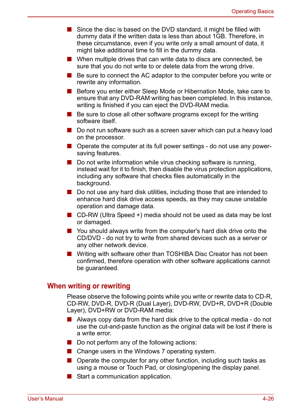 When writing or rewriting | Toshiba Portege A600 User Manual | Page 113 / 218