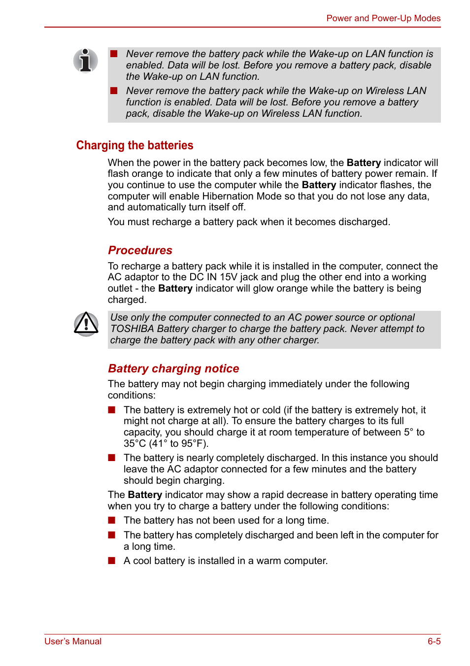 Charging the batteries | Toshiba Portege A600 User Manual | Page 142 / 218