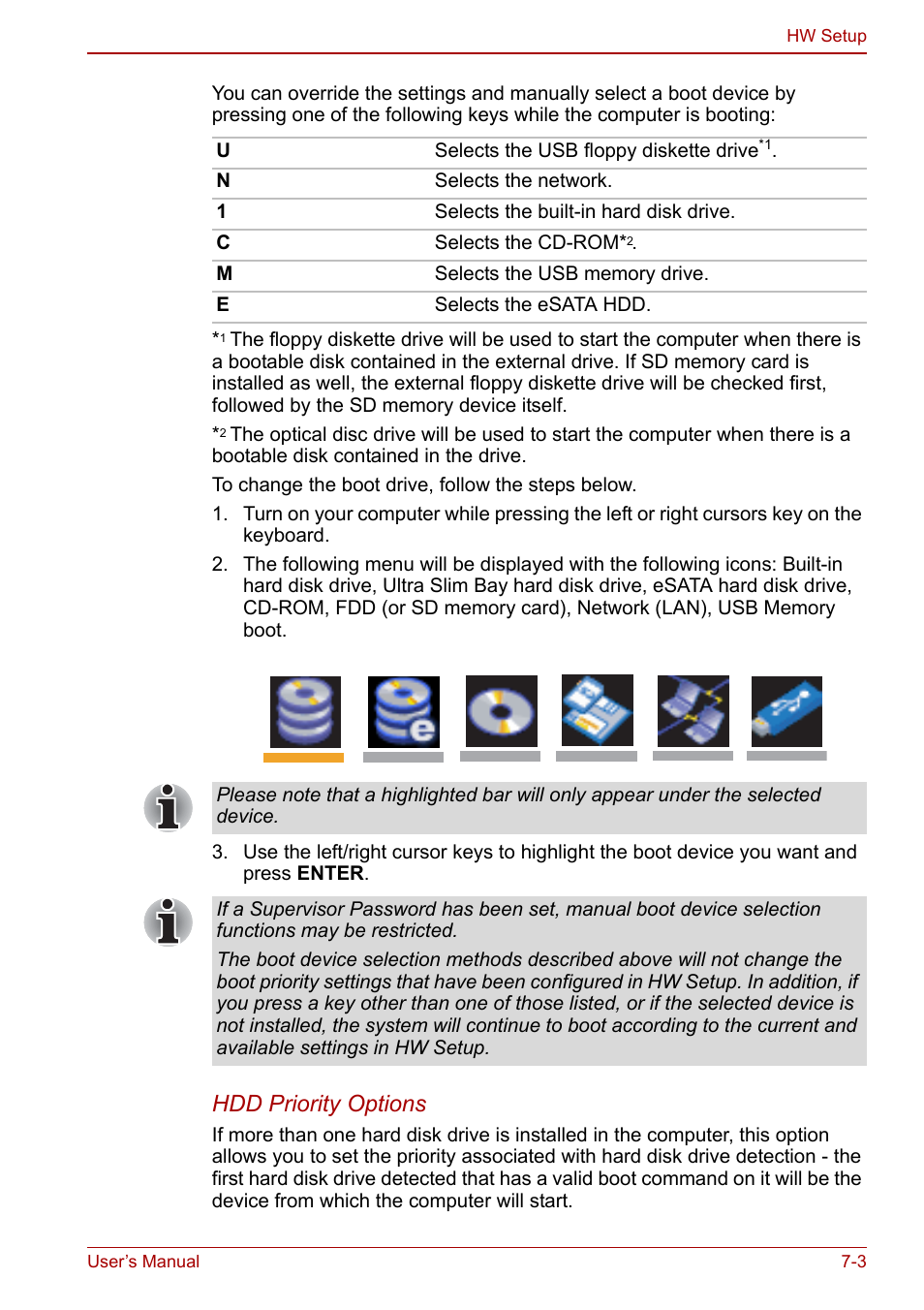Hdd priority options | Toshiba Portege A600 User Manual | Page 153 / 218