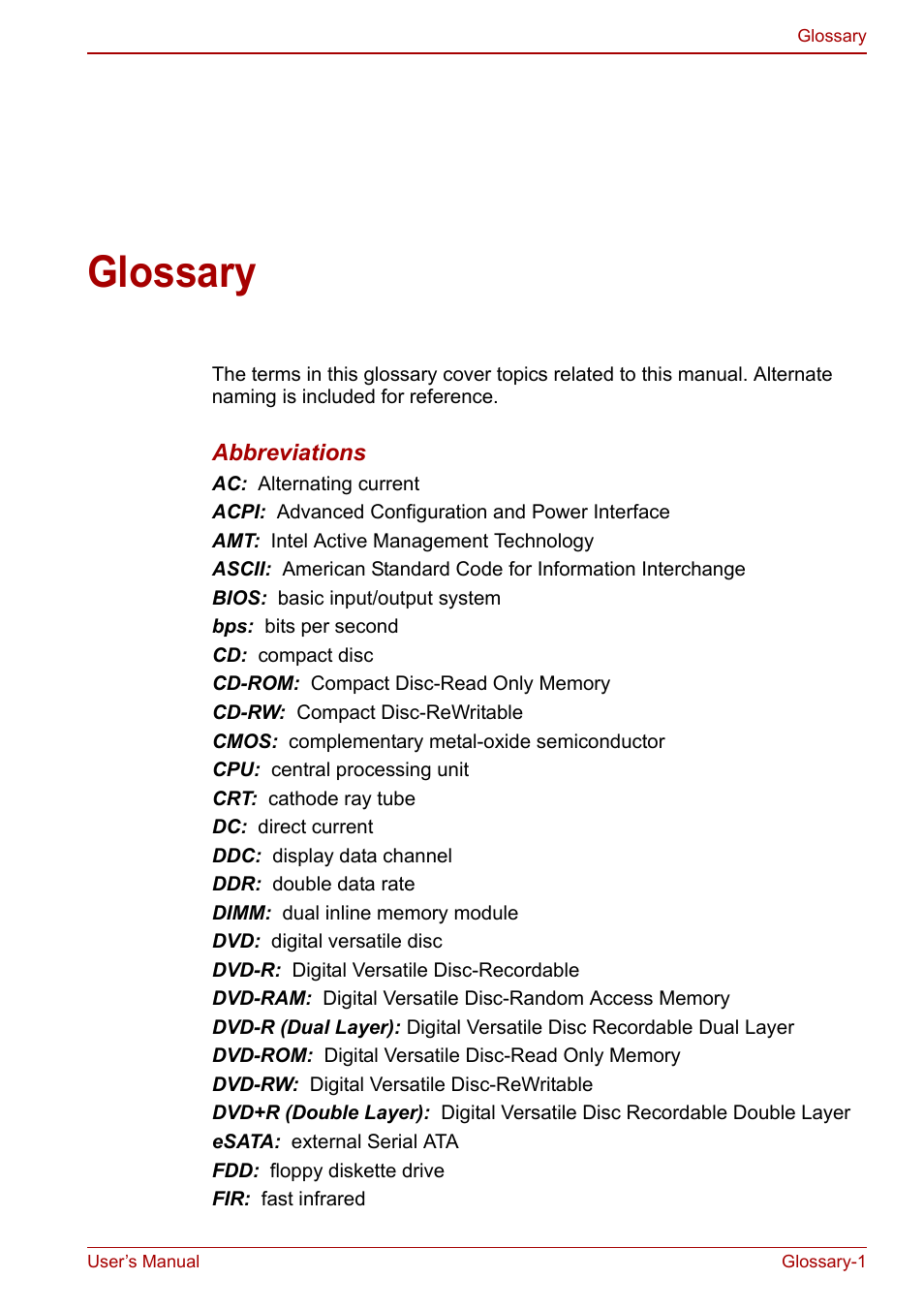 Glossary | Toshiba Portege A600 User Manual | Page 202 / 218