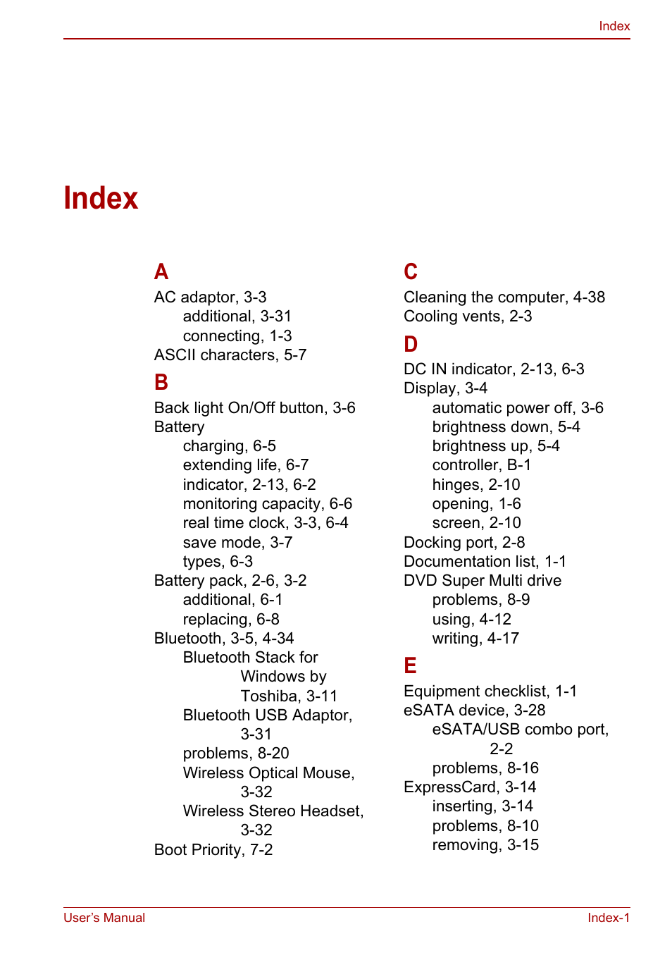 Index, Appendix f | Toshiba Portege A600 User Manual | Page 215 / 218