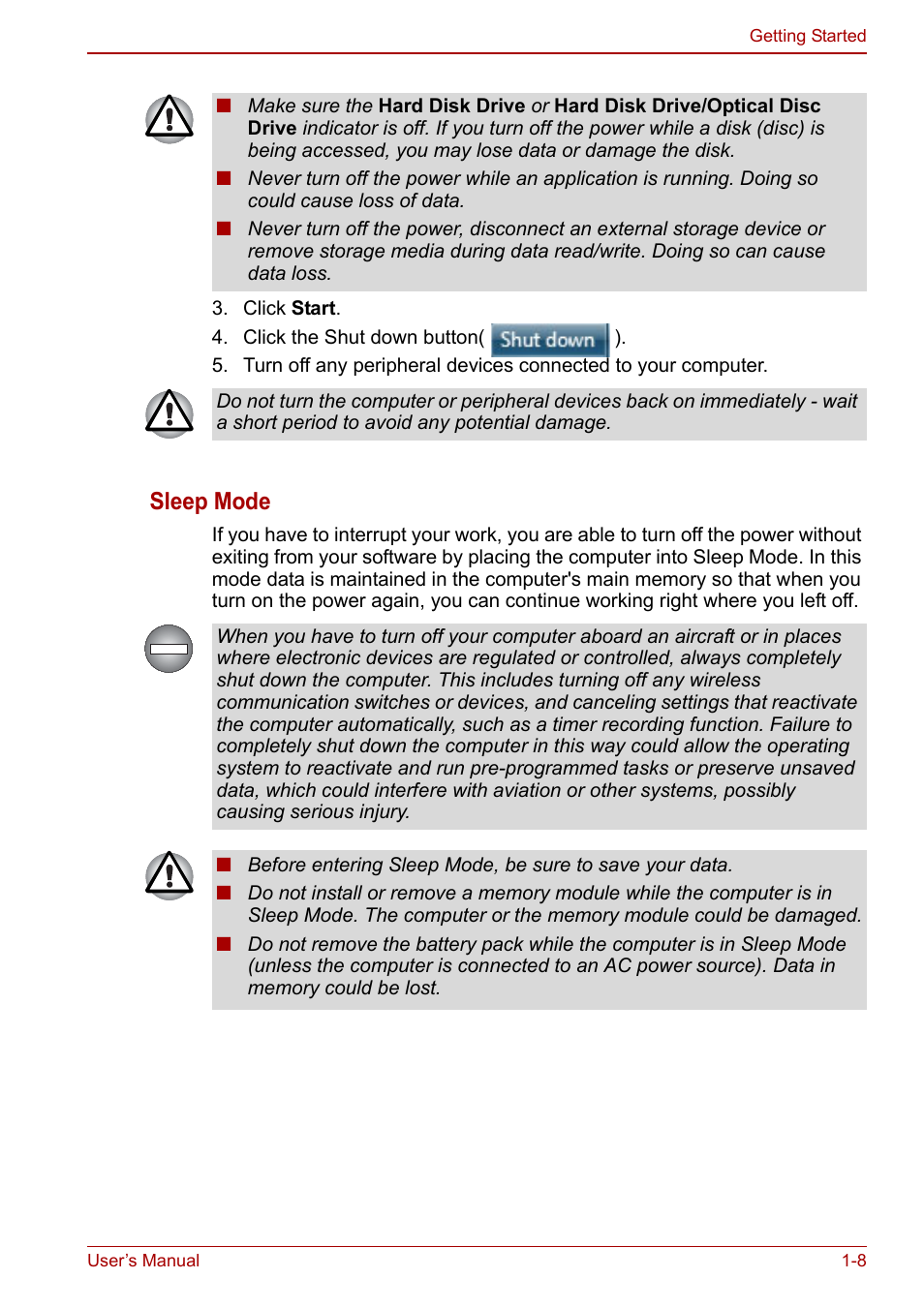 Sleep mode | Toshiba Portege A600 User Manual | Page 28 / 218