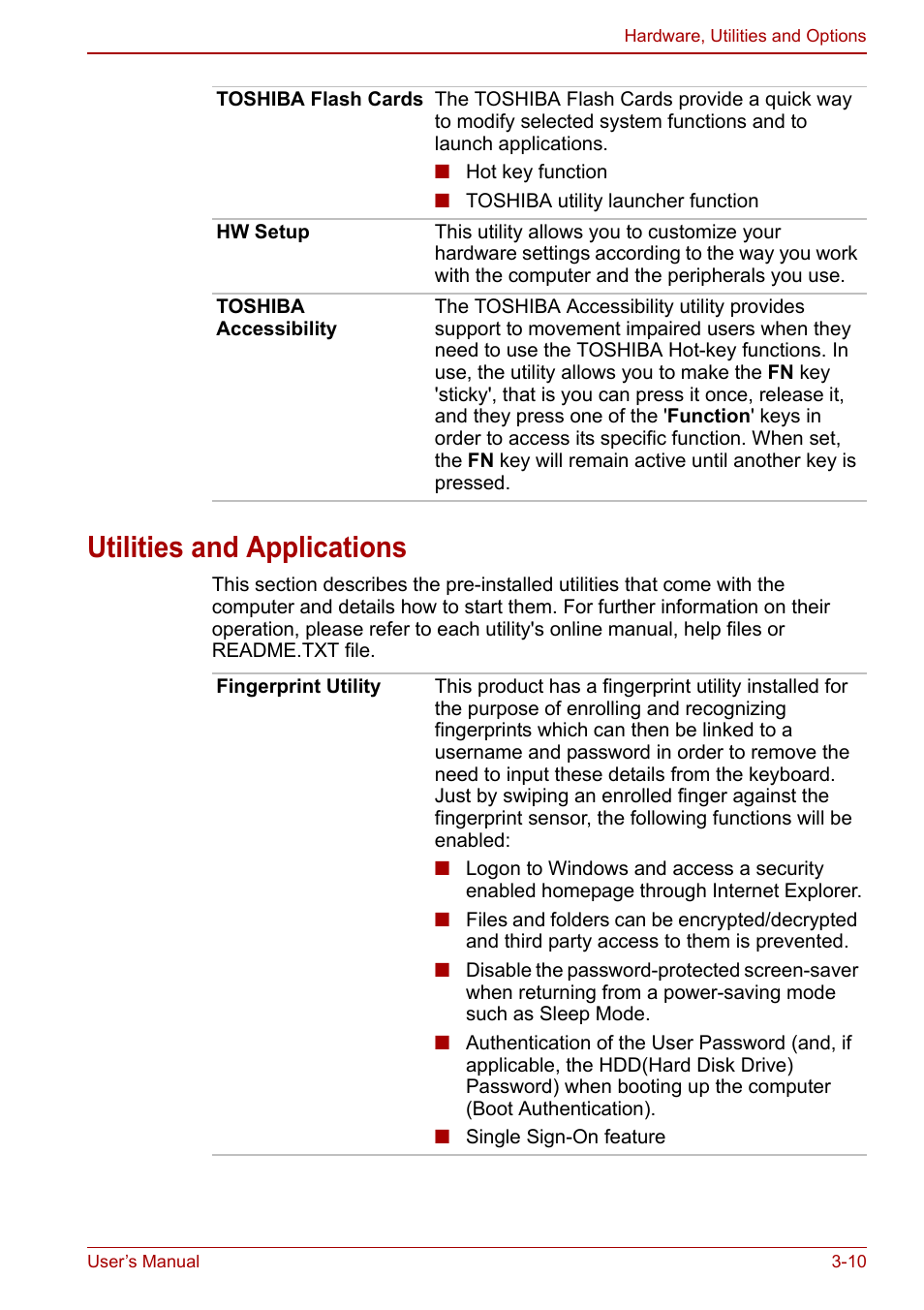 Utilities and applications, Utilities and applications -10 | Toshiba Portege A600 User Manual | Page 65 / 218
