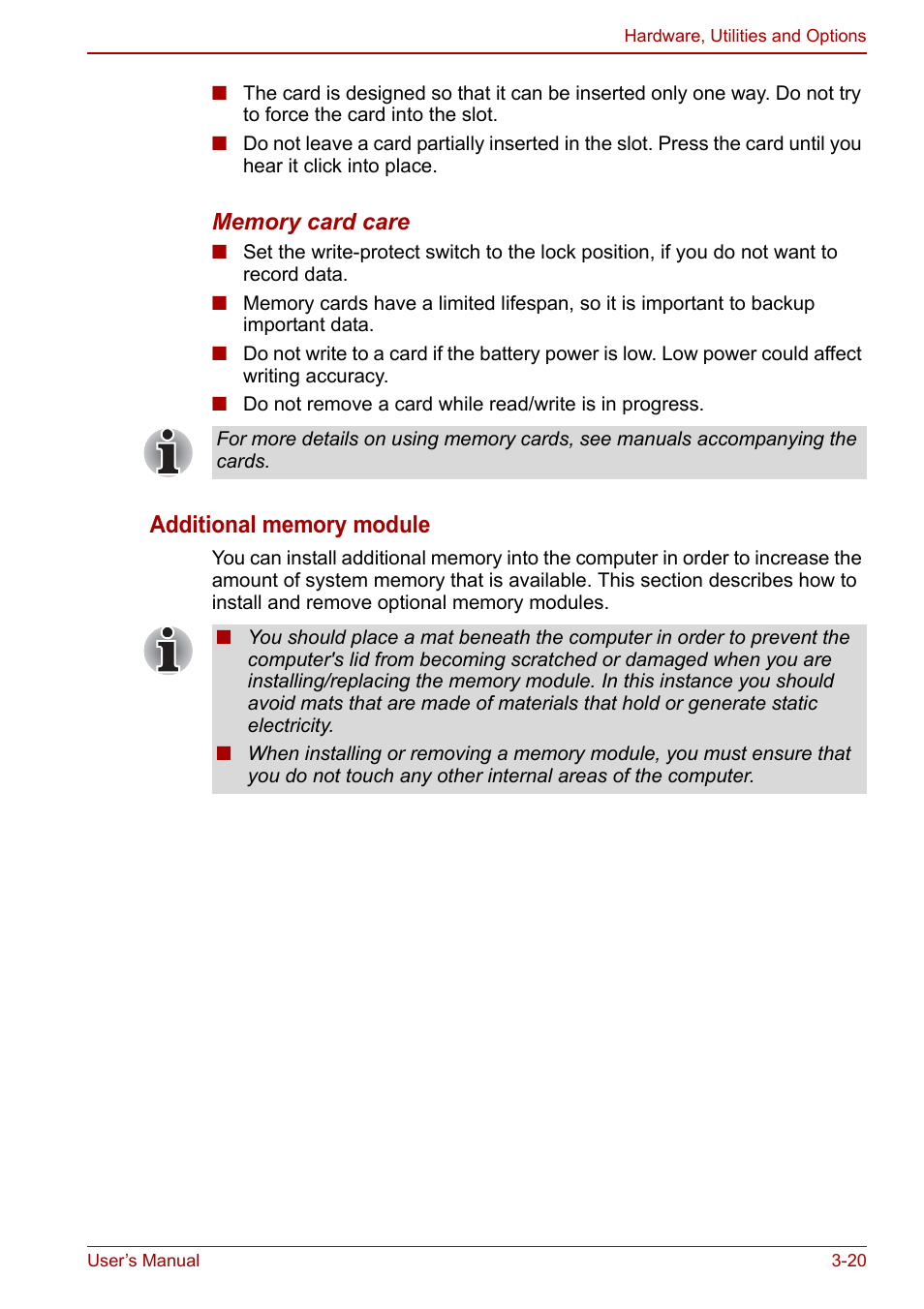 Additional memory module, Section | Toshiba Portege A600 User Manual | Page 75 / 218