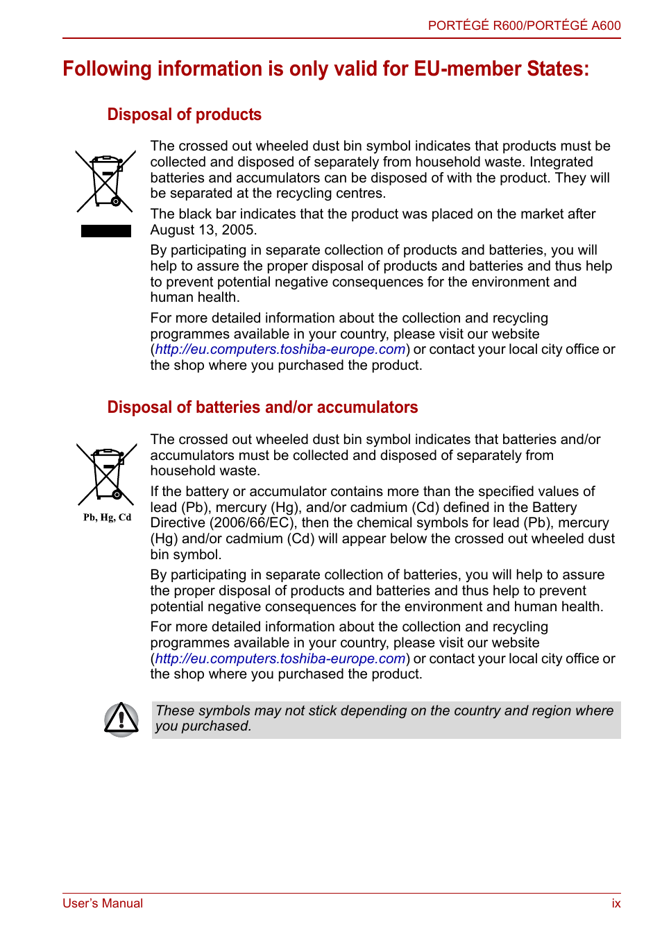 Toshiba Portege A600 User Manual | Page 8 / 218