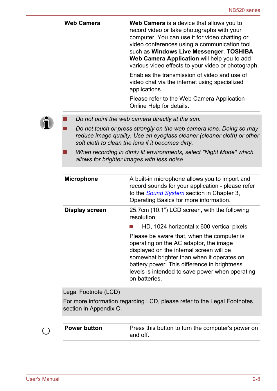 Toshiba NB520 User Manual | Page 31 / 129