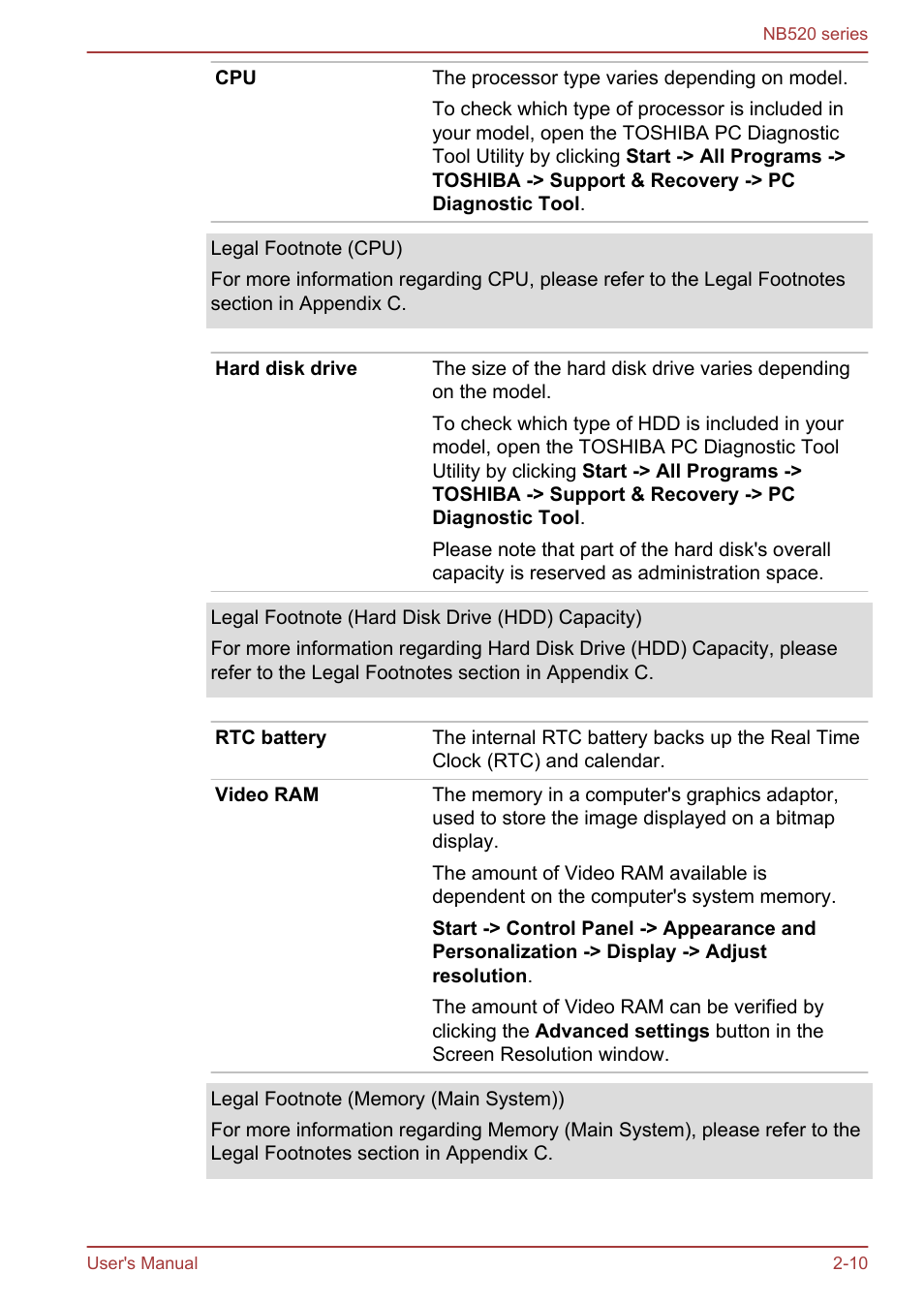 Toshiba NB520 User Manual | Page 33 / 129