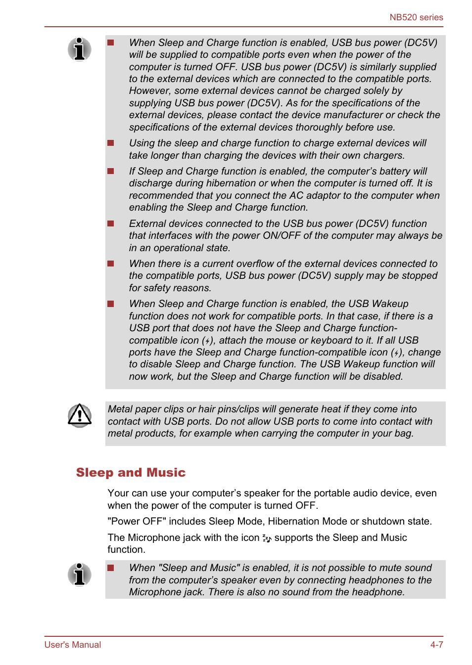 Sleep and music | Toshiba NB520 User Manual | Page 72 / 129