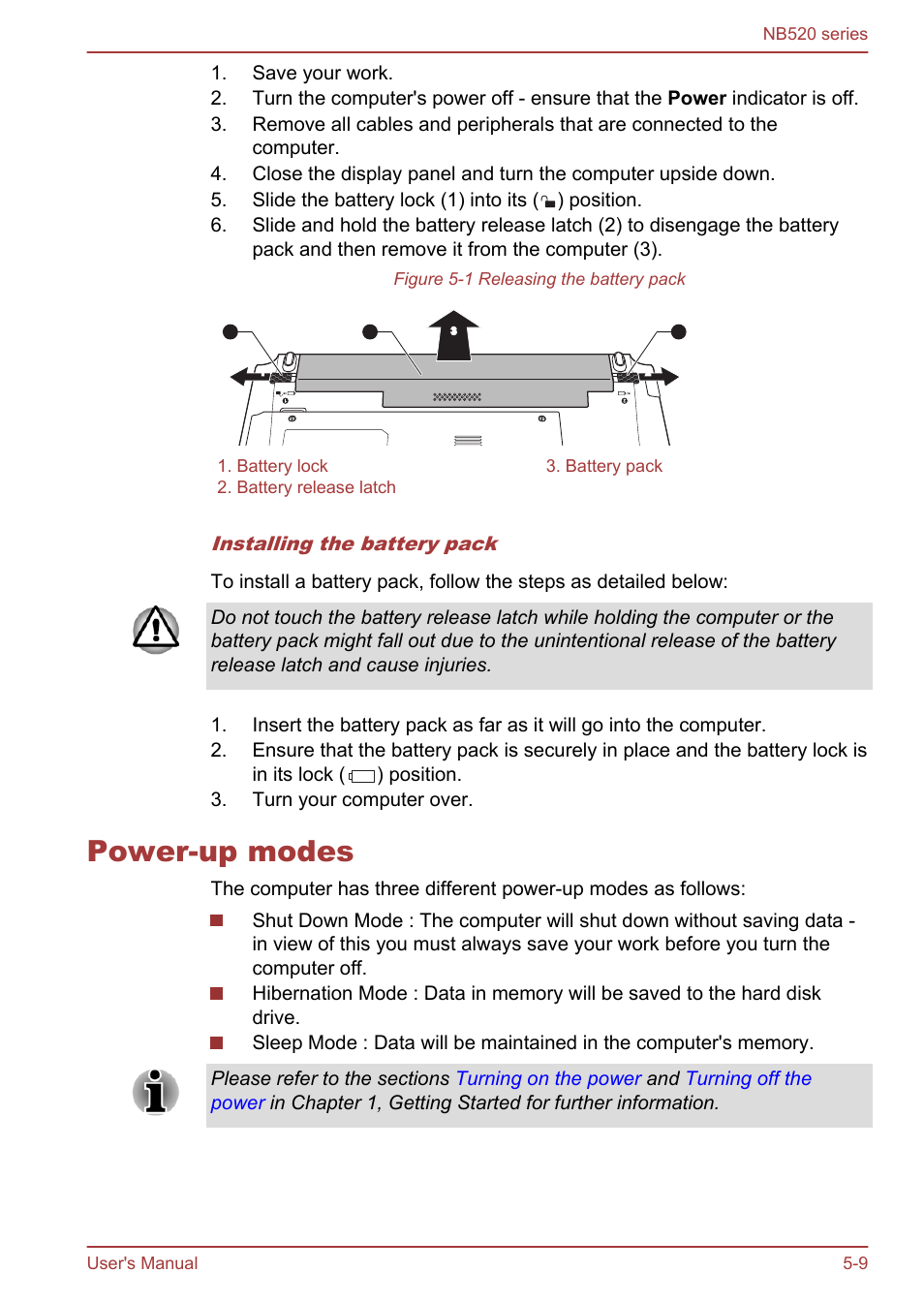 Power-up modes, Power-up modes -9 | Toshiba NB520 User Manual | Page 92 / 129