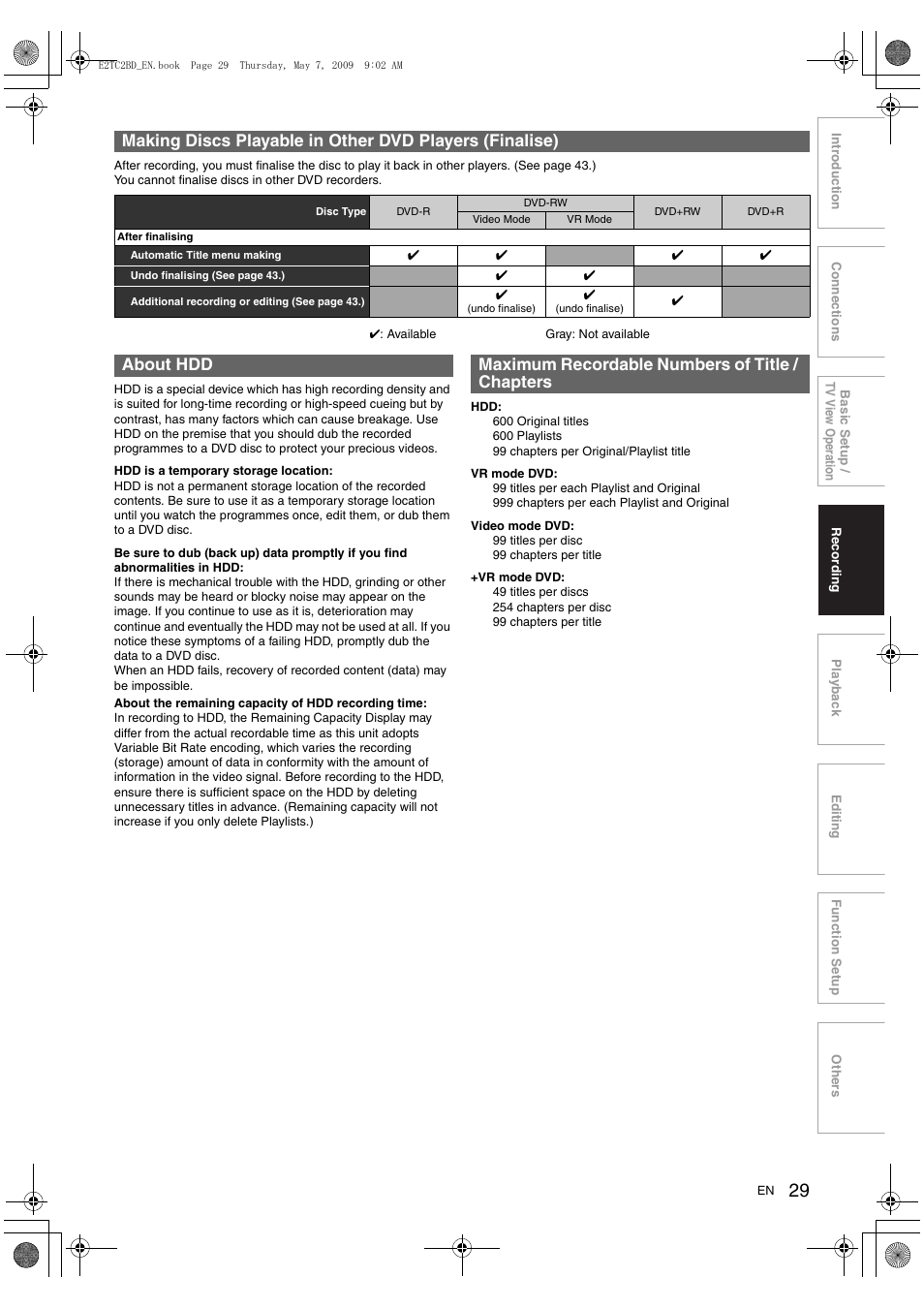 Toshiba RD99 User Manual | Page 29 / 80