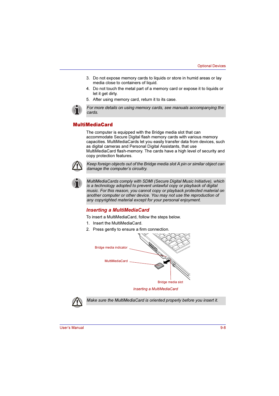 Multimediacard, Multimediacard -8 | Toshiba Qosmio F10 User Manual | Page 149 / 214