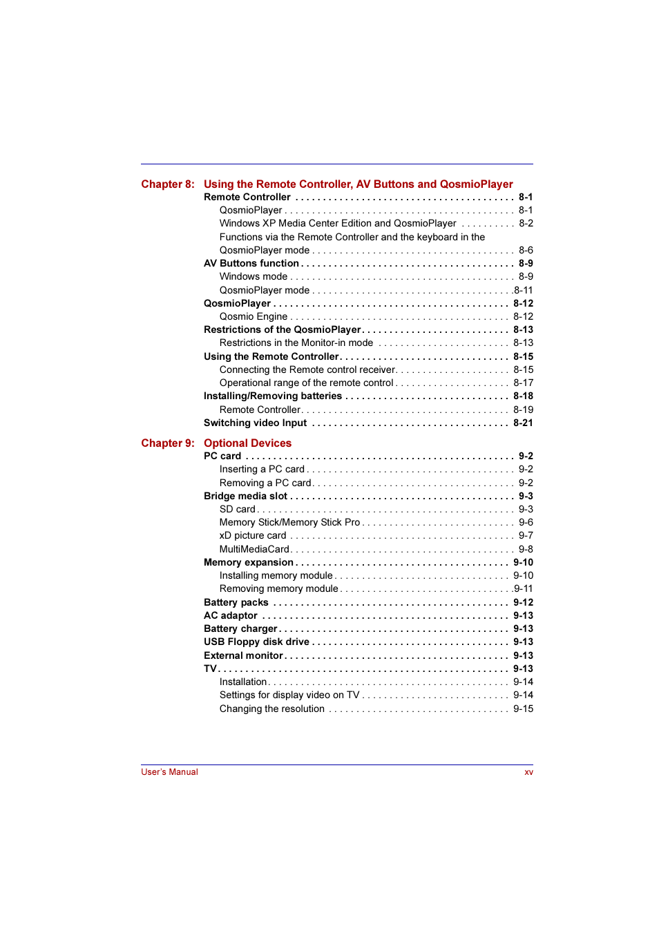 Toshiba Qosmio F10 User Manual | Page 15 / 214