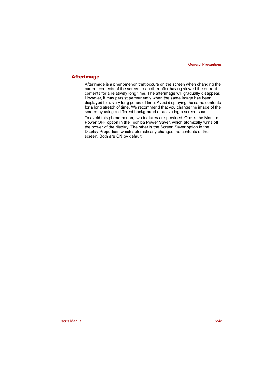 Afterimage | Toshiba Qosmio F10 User Manual | Page 24 / 214