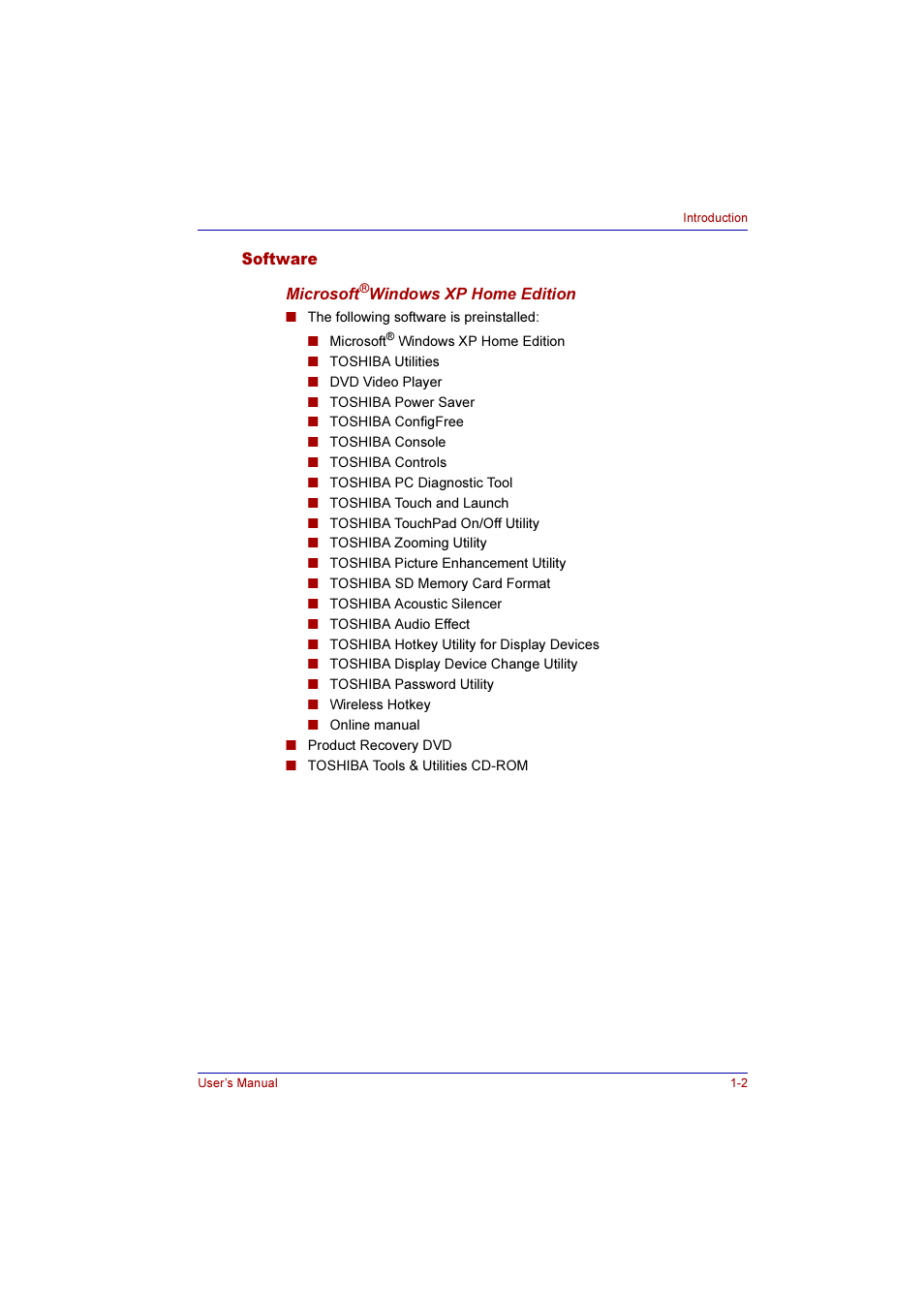 Software, Software -2 | Toshiba Qosmio F10 User Manual | Page 26 / 214