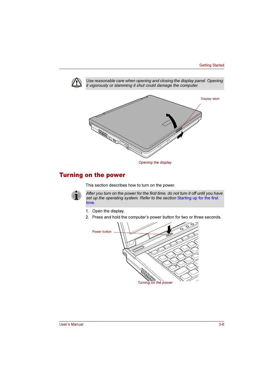 Turning on the power, Turning on the power -6 | Toshiba Qosmio F10 User Manual | Page 60 / 214