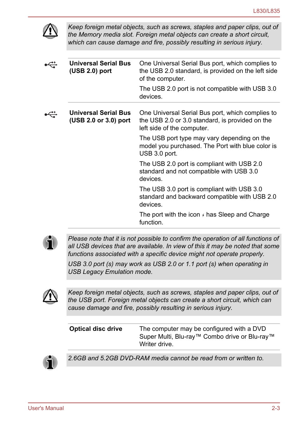 Toshiba Satellite L830 User Manual | Page 29 / 156