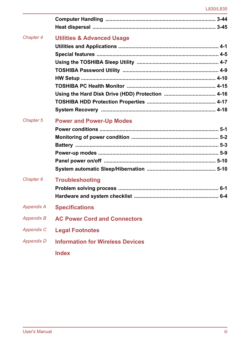 Toshiba Satellite L830 User Manual | Page 3 / 156