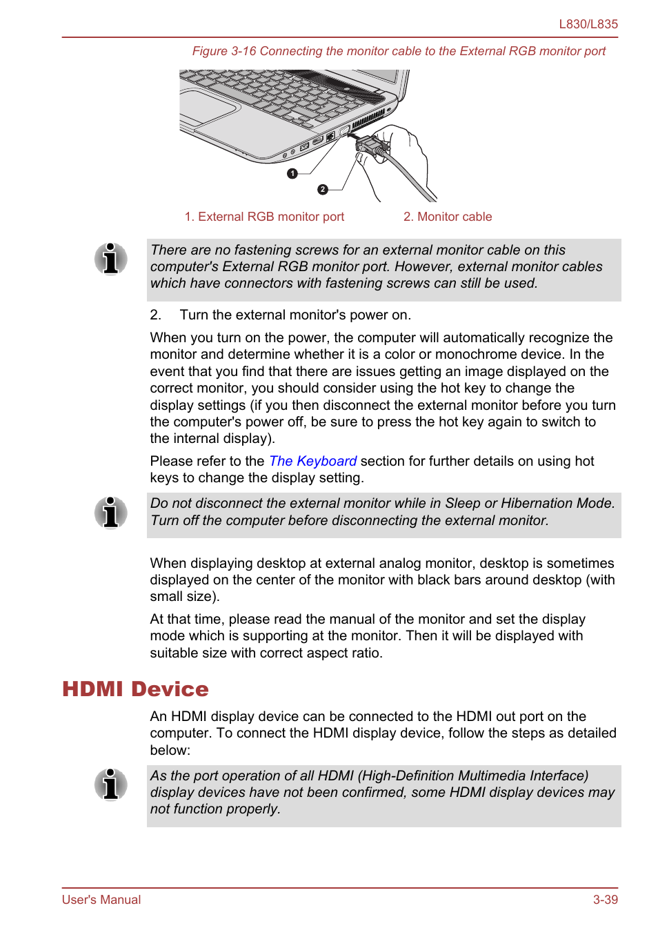 Hdmi device, Hdmi device -39 | Toshiba Satellite L830 User Manual | Page 77 / 156