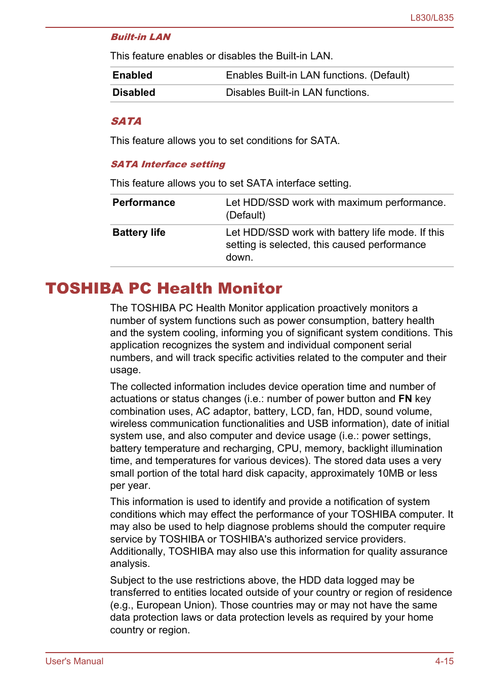 Toshiba pc health monitor, Toshiba pc health monitor -15 | Toshiba Satellite L830 User Manual | Page 98 / 156