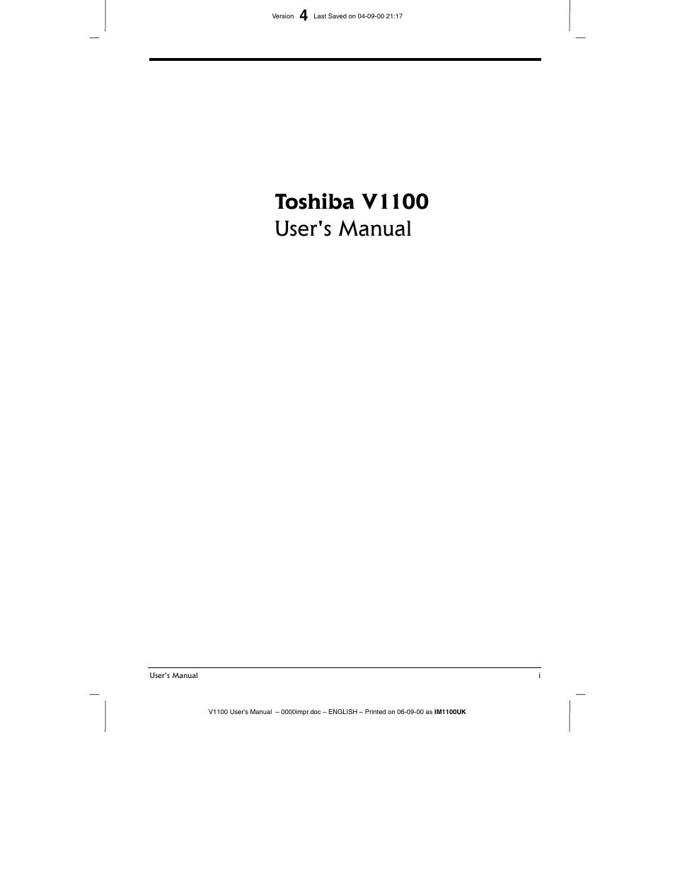 Toshiba V1100 User Manual | 76 pages