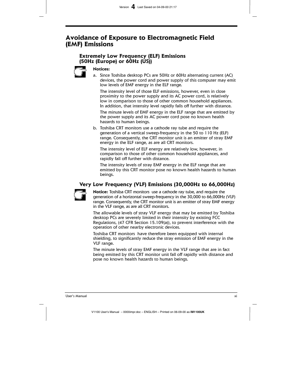 Toshiba V1100 User Manual | Page 11 / 76