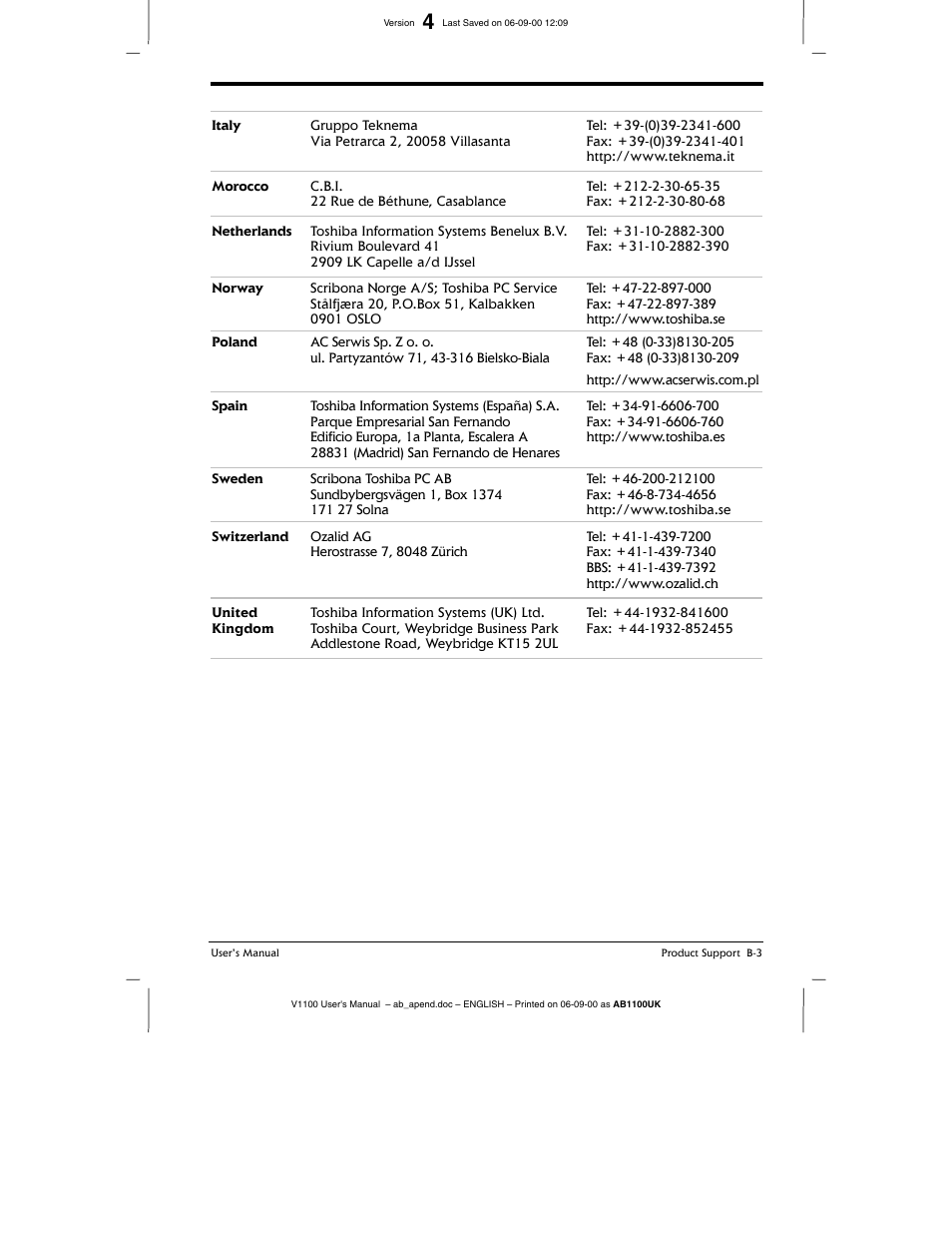 Toshiba V1100 User Manual | Page 71 / 76