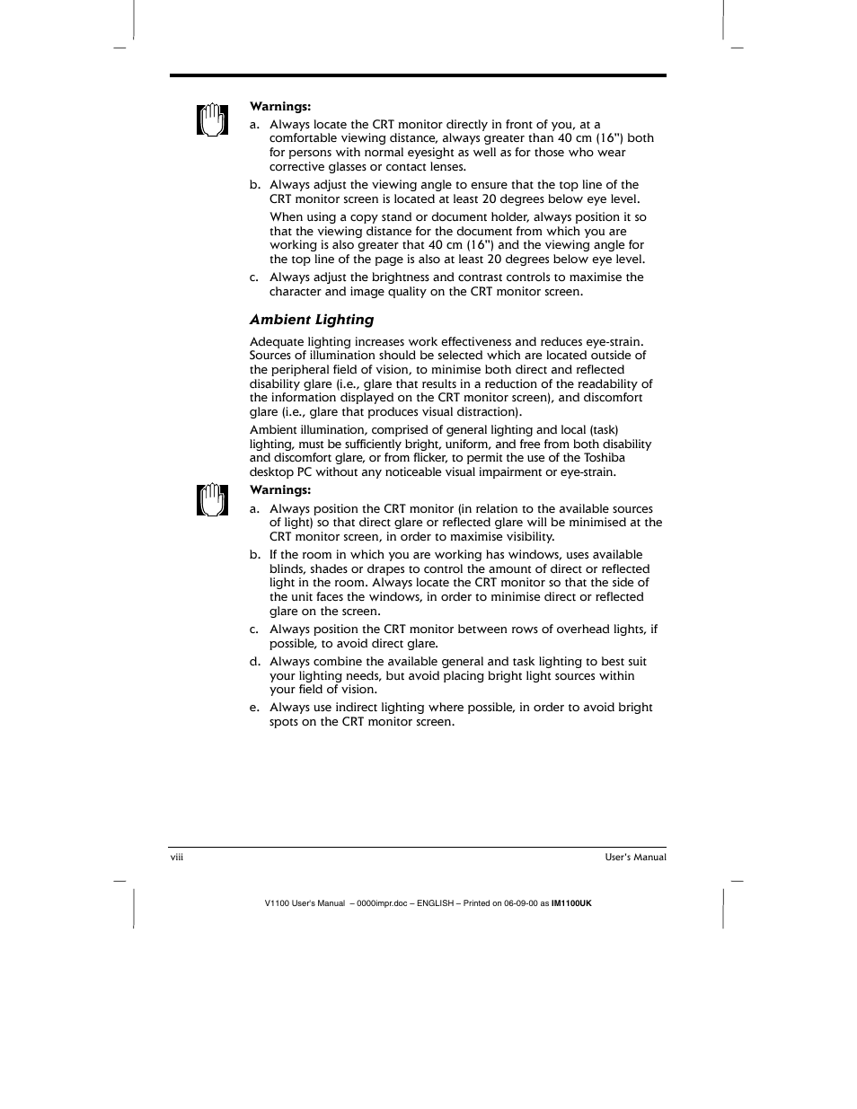 Toshiba V1100 User Manual | Page 8 / 76