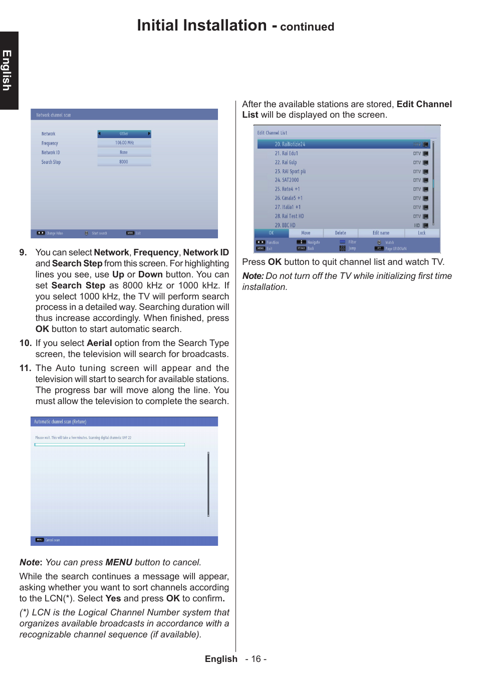 Initial installation | Toshiba W3451 User Manual | Page 17 / 60