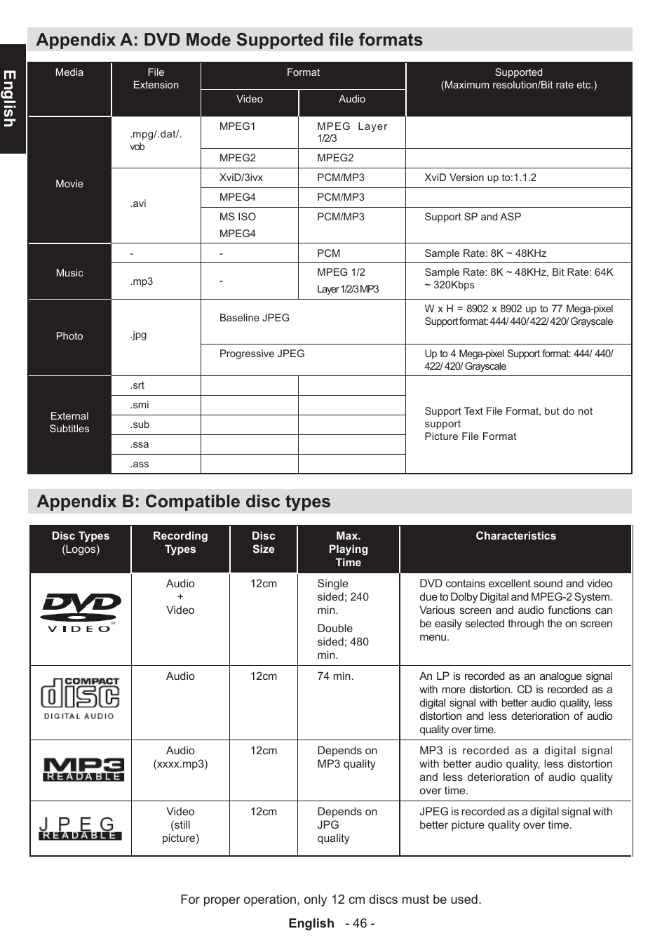 English | Toshiba W3451 User Manual | Page 47 / 60