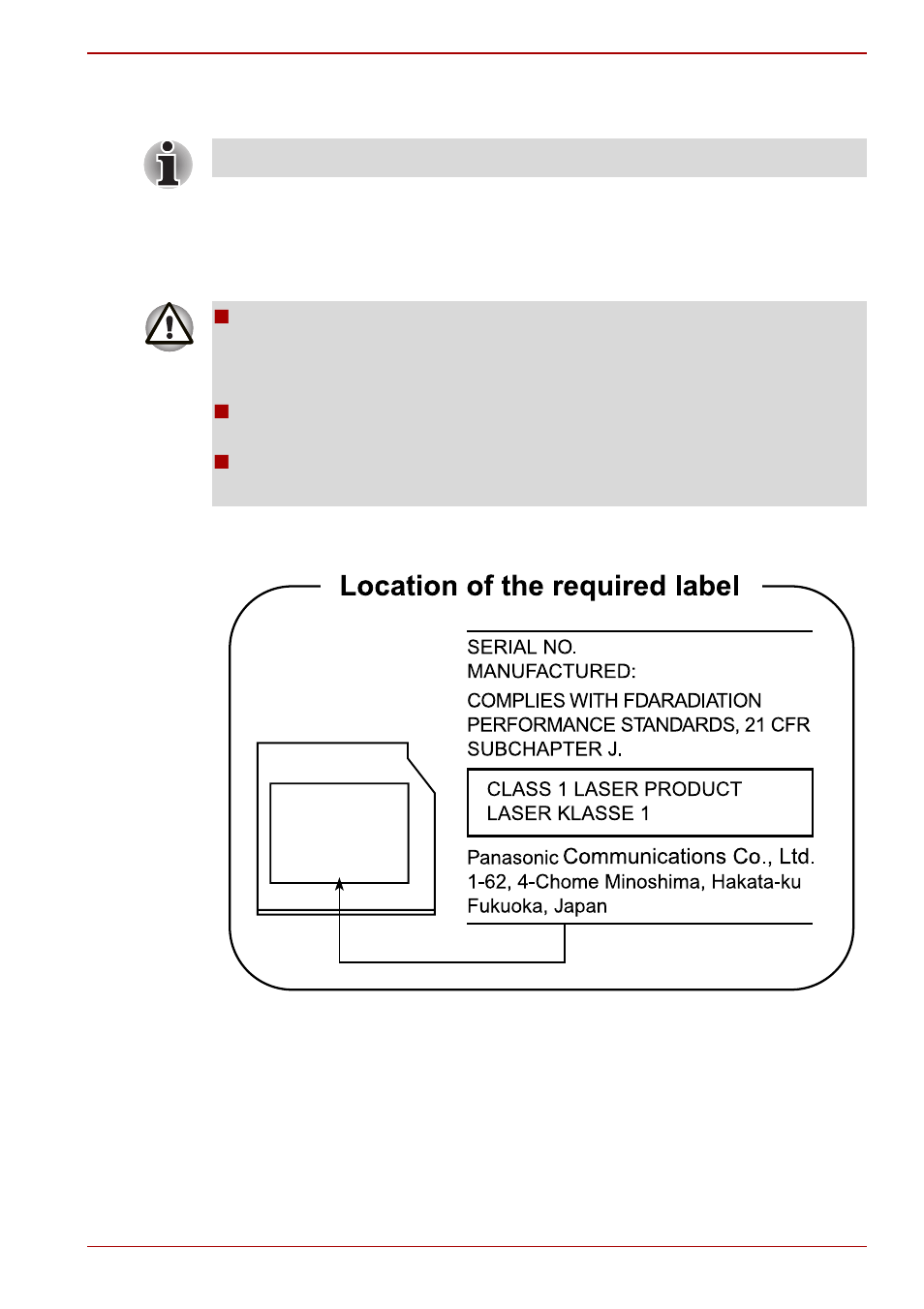 Optical disc drive safety instructions | Toshiba Qosmio F60 User Manual | Page 11 / 240