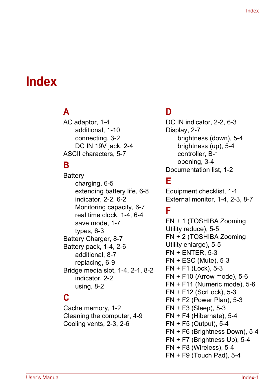 Index | Toshiba NB250 User Manual | Page 128 / 130