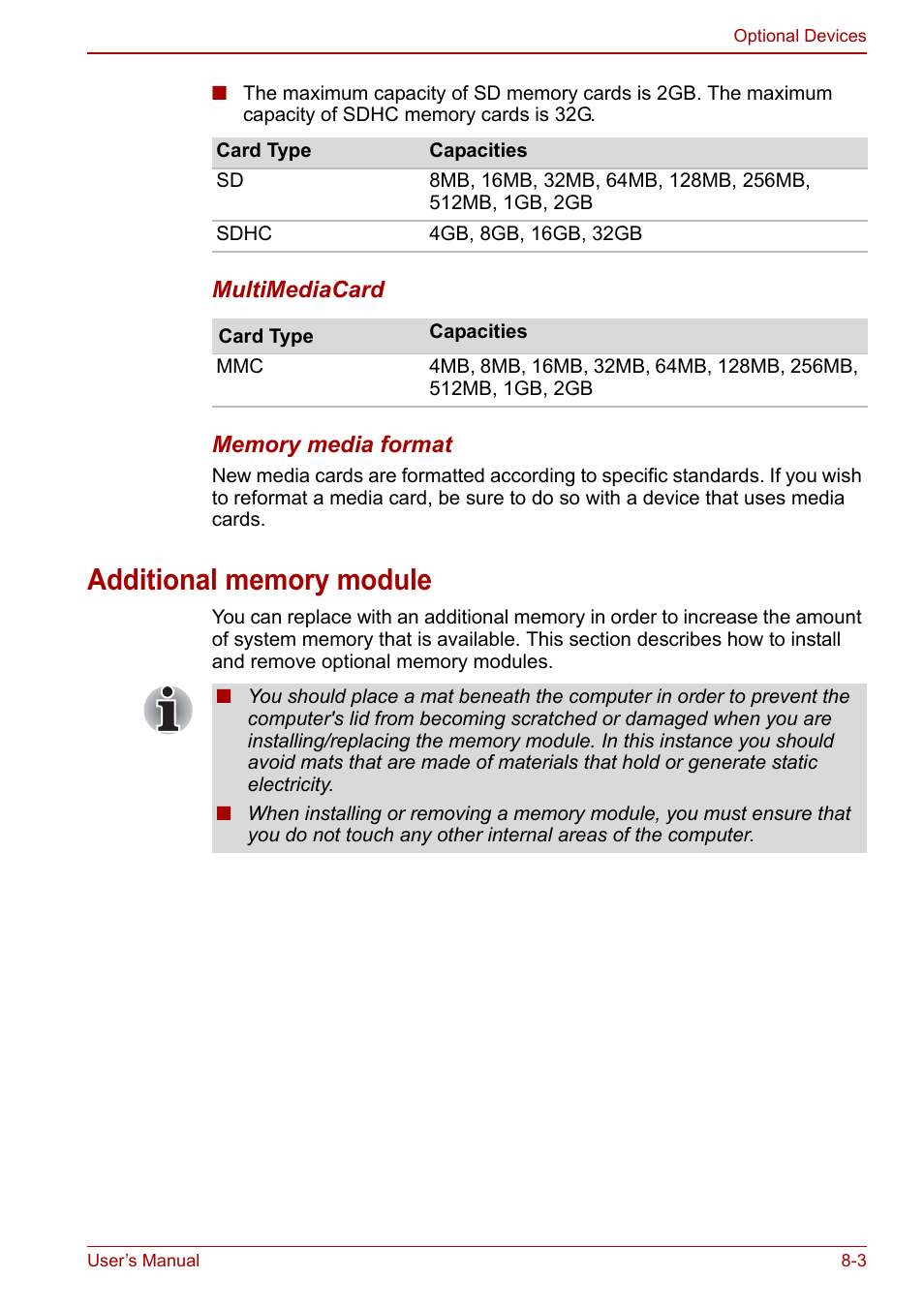 Additional memory module, Additional memory module -3 | Toshiba NB250 User Manual | Page 86 / 130