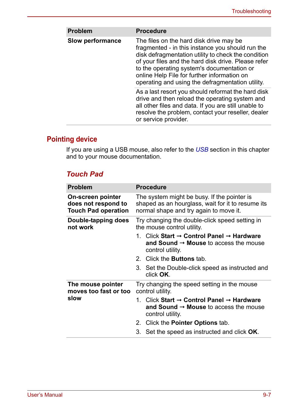 Pointing device | Toshiba NB250 User Manual | Page 98 / 130