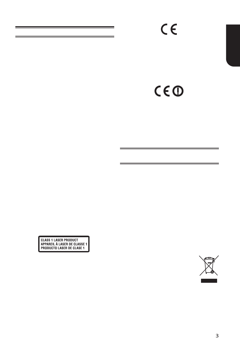 1 important, English 3 | Toshiba BDX6400 User Manual | Page 3 / 60