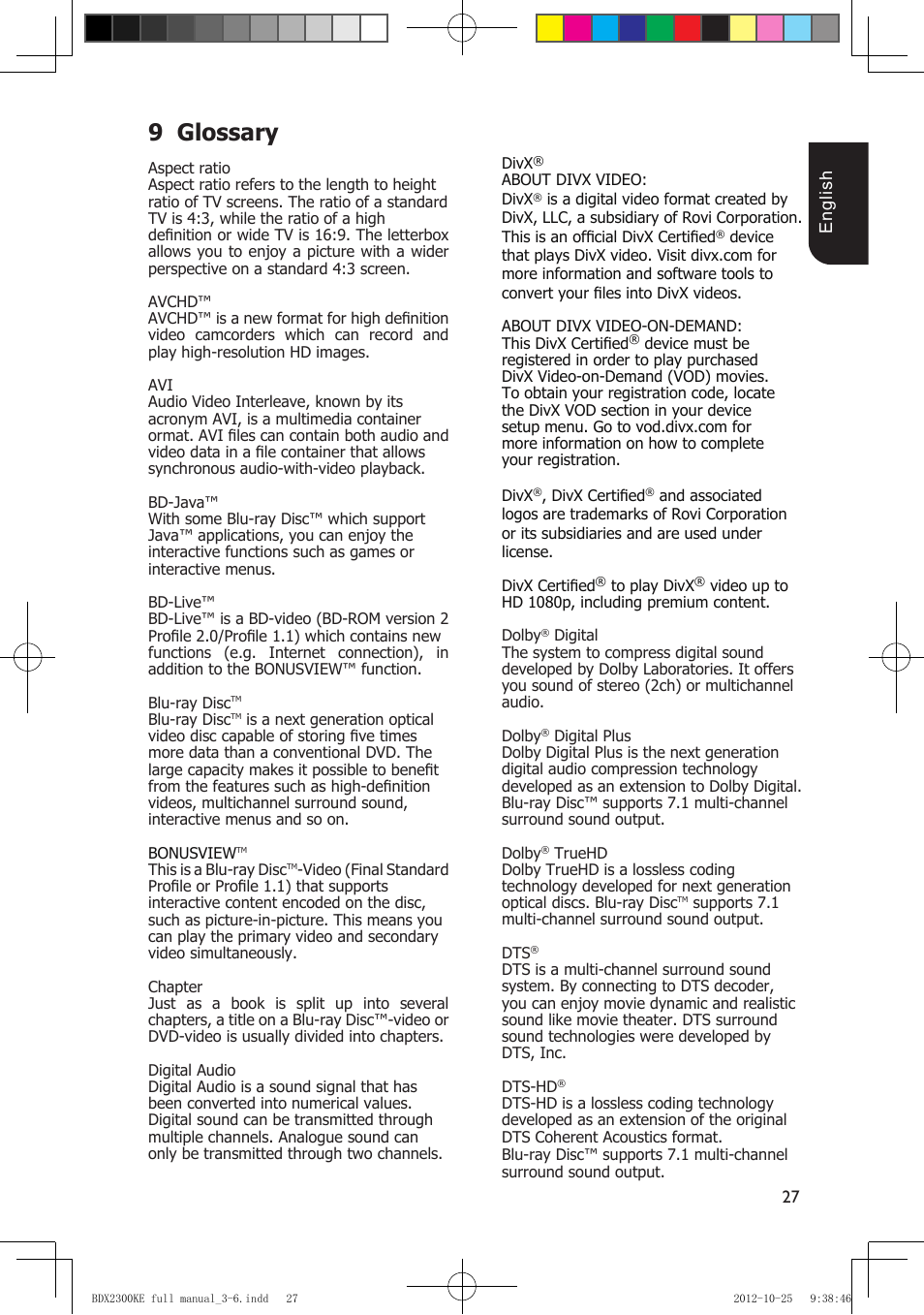 9 glossary | Toshiba BDX2300 User Manual | Page 27 / 41