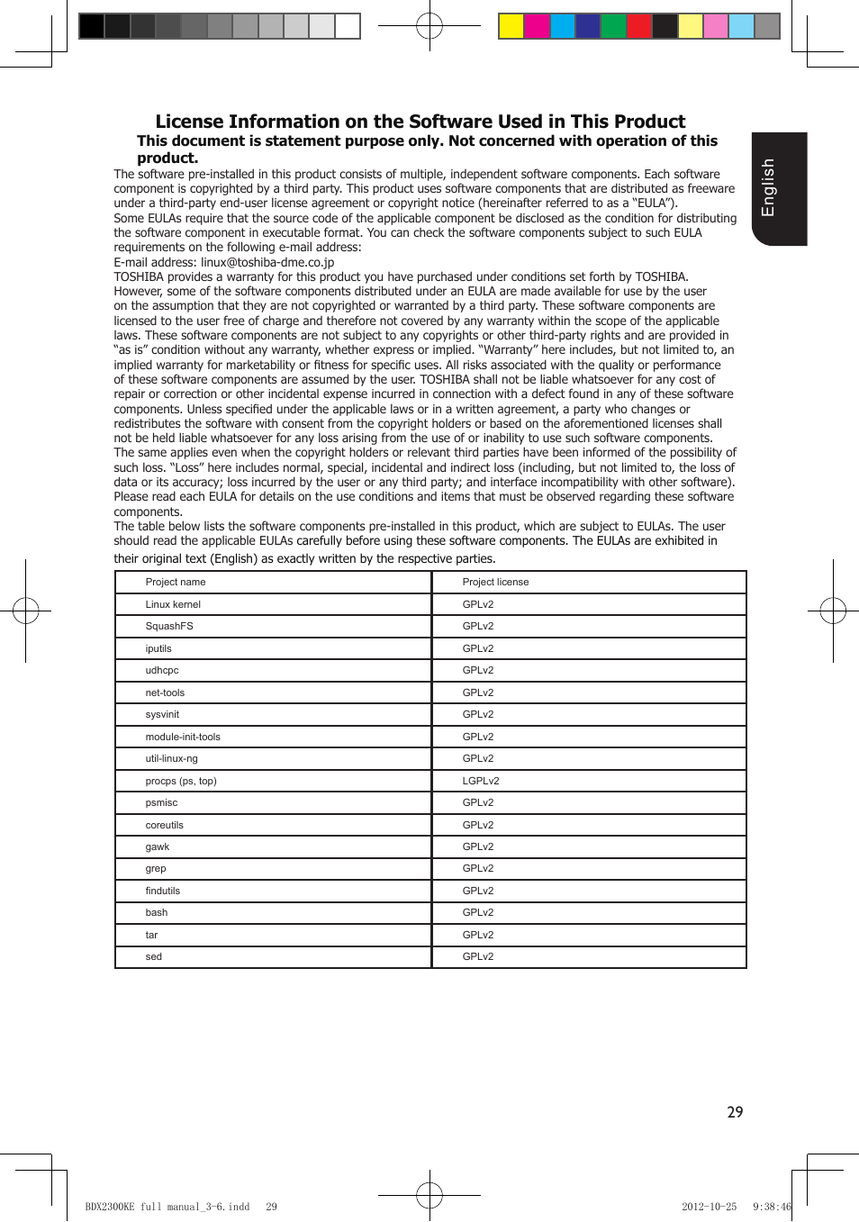 29 english | Toshiba BDX2300 User Manual | Page 29 / 41