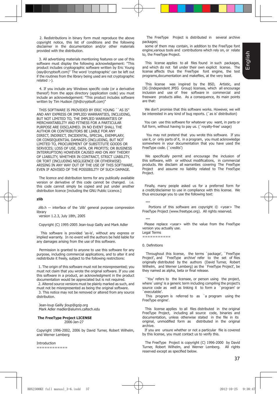 37 english | Toshiba BDX2300 User Manual | Page 37 / 41