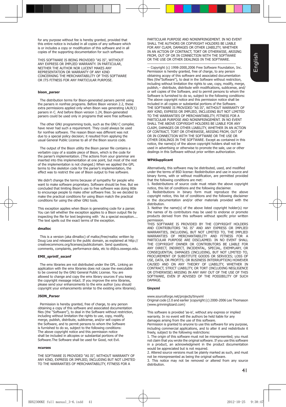 41 english | Toshiba BDX2300 User Manual | Page 41 / 41