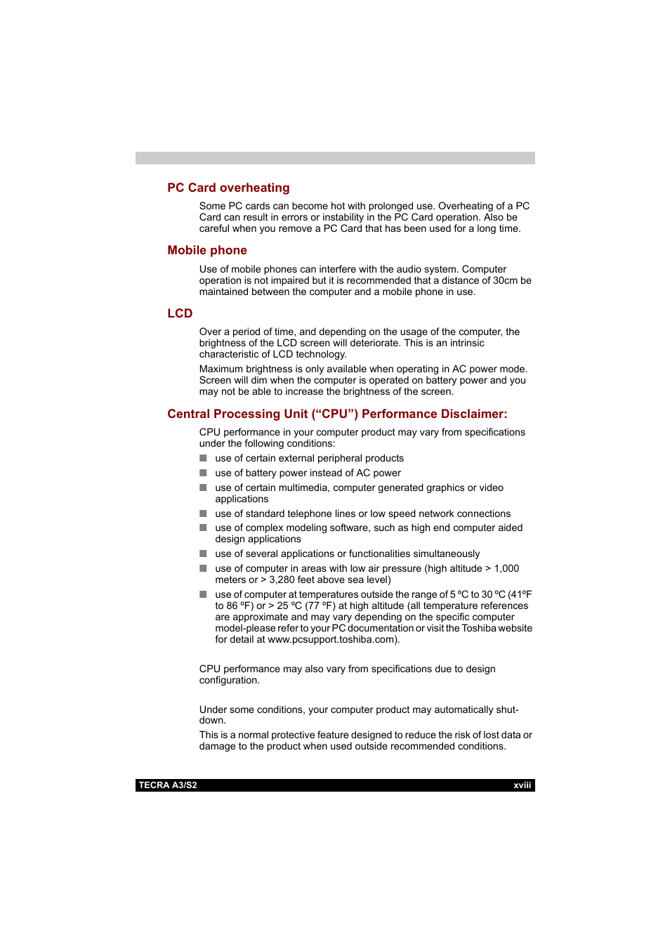 Toshiba Tecra S2 User Manual | Page 18 / 182