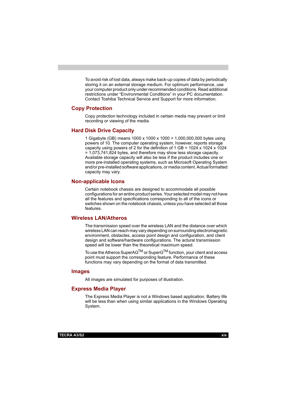 Toshiba Tecra S2 User Manual | Page 19 / 182
