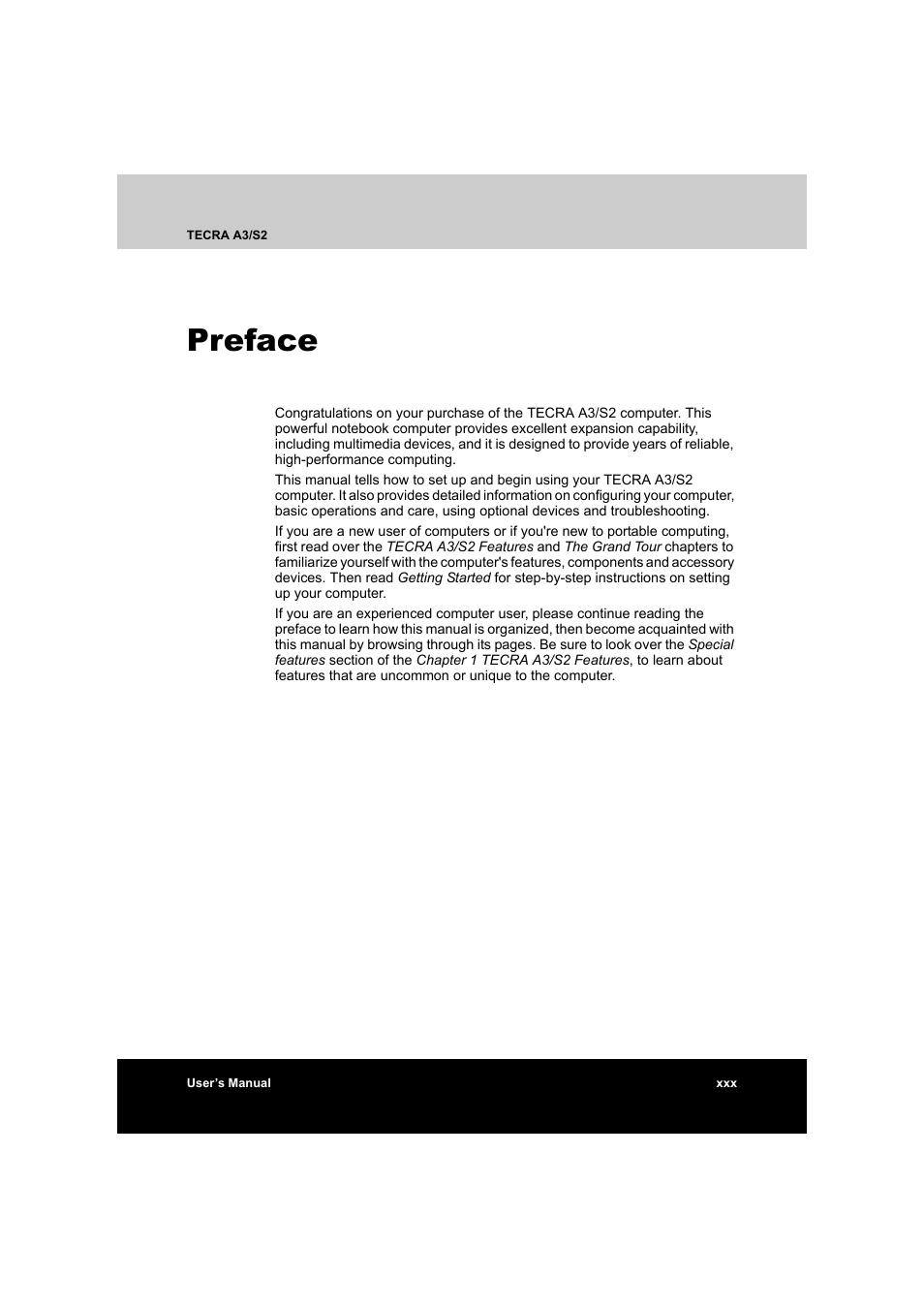 Preface | Toshiba Tecra S2 User Manual | Page 30 / 182