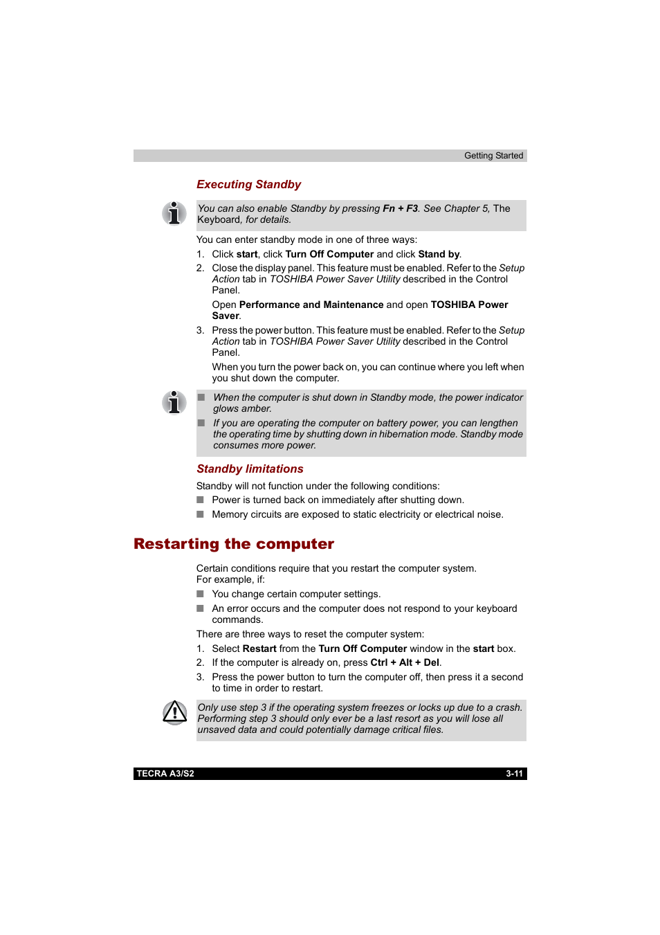 Restarting the computer, Restarting the computer -11 | Toshiba Tecra S2 User Manual | Page 76 / 182