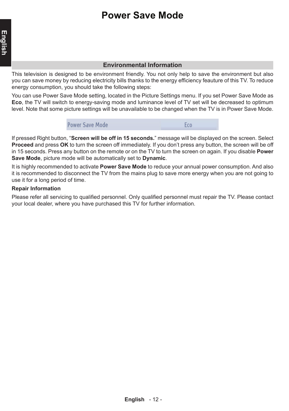 Power save mode | Toshiba W1443 User Manual | Page 12 / 48