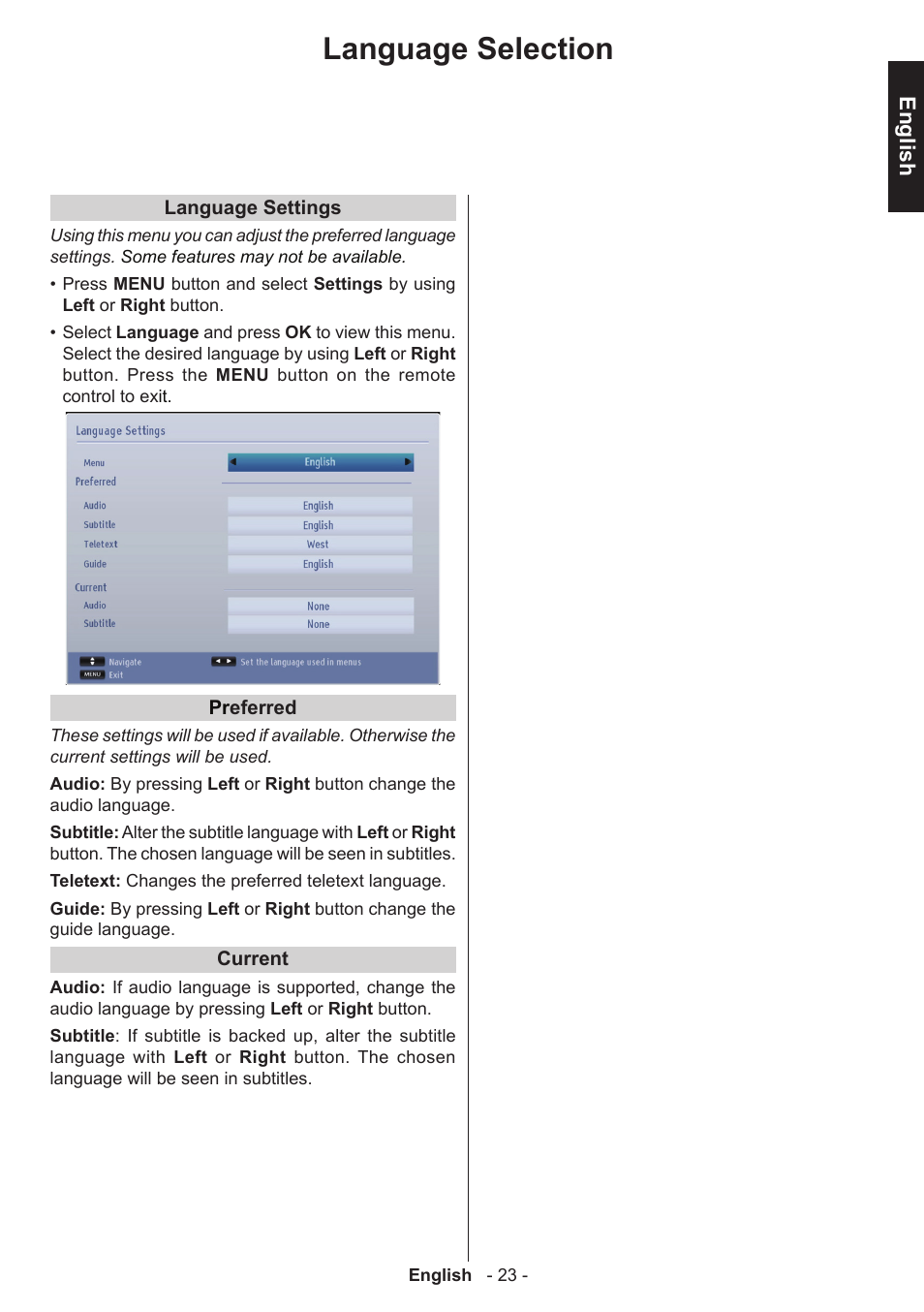 Language selection | Toshiba W1443 User Manual | Page 23 / 48