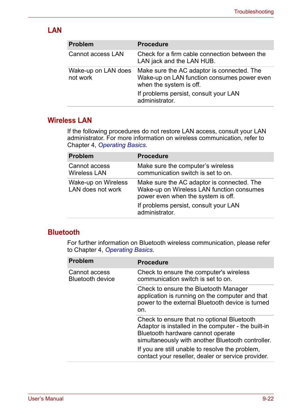 Lan wireless lan, Bluetooth | Toshiba Qosmio X300 User Manual | Page 181 / 220