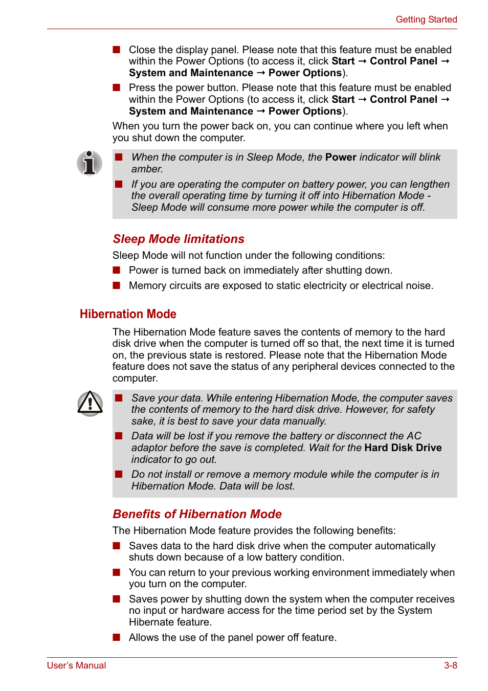 Hibernation mode | Toshiba Qosmio X300 User Manual | Page 59 / 220